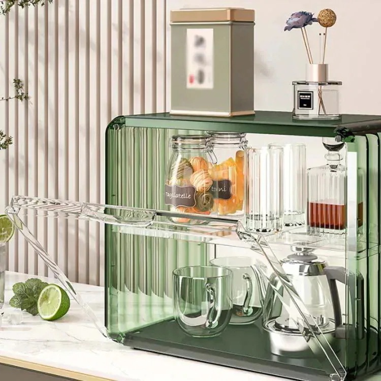 【お勧め商品】ミニ食器棚 2段 キッチン 扉付 ラック 卓上 棚 ロータイプ 収納ボックス 上置き ミニ食器棚 収納ケース おしゃれ 収納 スリム 小さい アンティQ积分取引大好評