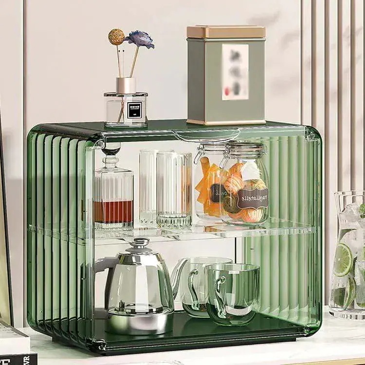 【お勧め商品】ミニ食器棚 2段 キッチン 扉付 ラック 卓上 棚 ロータイプ 収納ボックス 上置き ミニ食器棚 収納ケース おしゃれ 収納 スリム 小さい アンティQ积分取引大好評