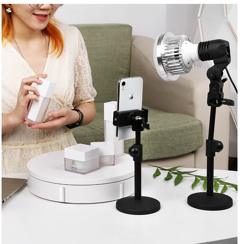 回転式ディスプレイスタンドリモコンD22cm50KG-ロード可能な電気360度回転写真ジュエリーターンテーブルスタンドホワイトYS220W