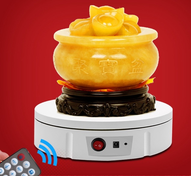 回転式ディスプレイスタンドリモコンD22cm50KG-ロード可能な電気360度回転写真ジュエリーターンテーブルスタンドホワイトYS220W