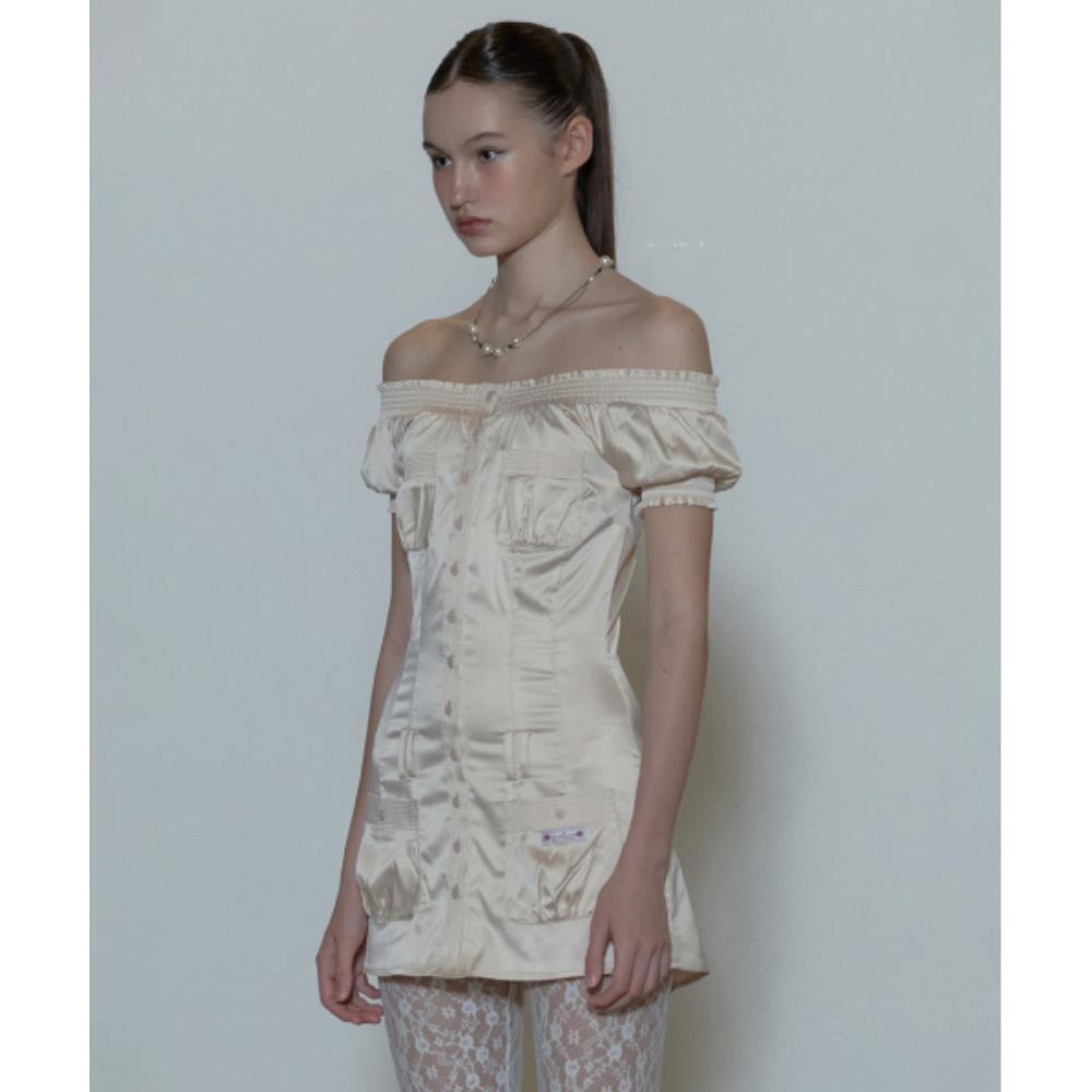 スカルプター Ethereal Satin Dress Pale Beige SC24S304BE スカルプター Ethereal Satin Dress Pale Beige SC24S304BE