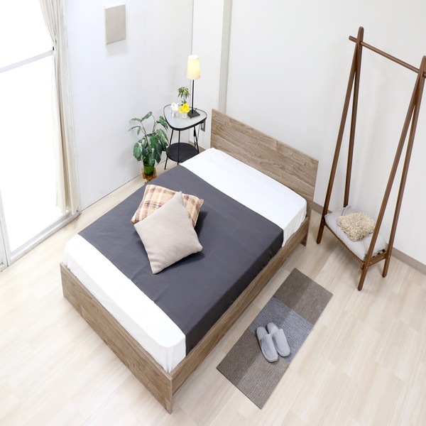 ベッド ダブル 約幅146cm アッシュブラウン ポケットコイルマットレス付き bred-panel 組立式 ベッドフレーム ベッド ダブル 約幅146cm アッシュブラウン ポケットコイルマットレス付き bred-panel 組立式 ベッドフレーム