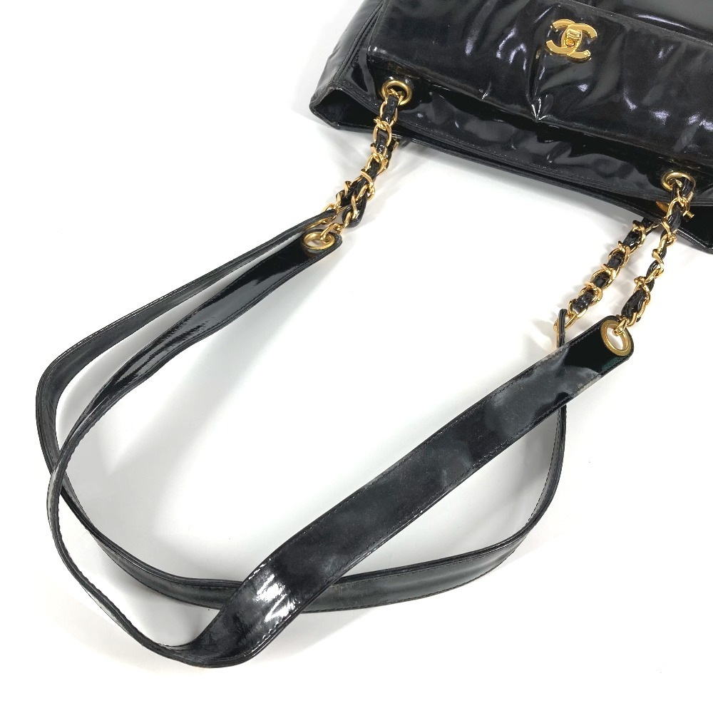 ショルダーバッグ A08036 CC ココマーク ロゴ カバン トートバッグ チェーン エナメル ブラック ショルダーバッグ A08036 CC ココマーク ロゴ カバン トートバッグ チェーン エナメル ブラック