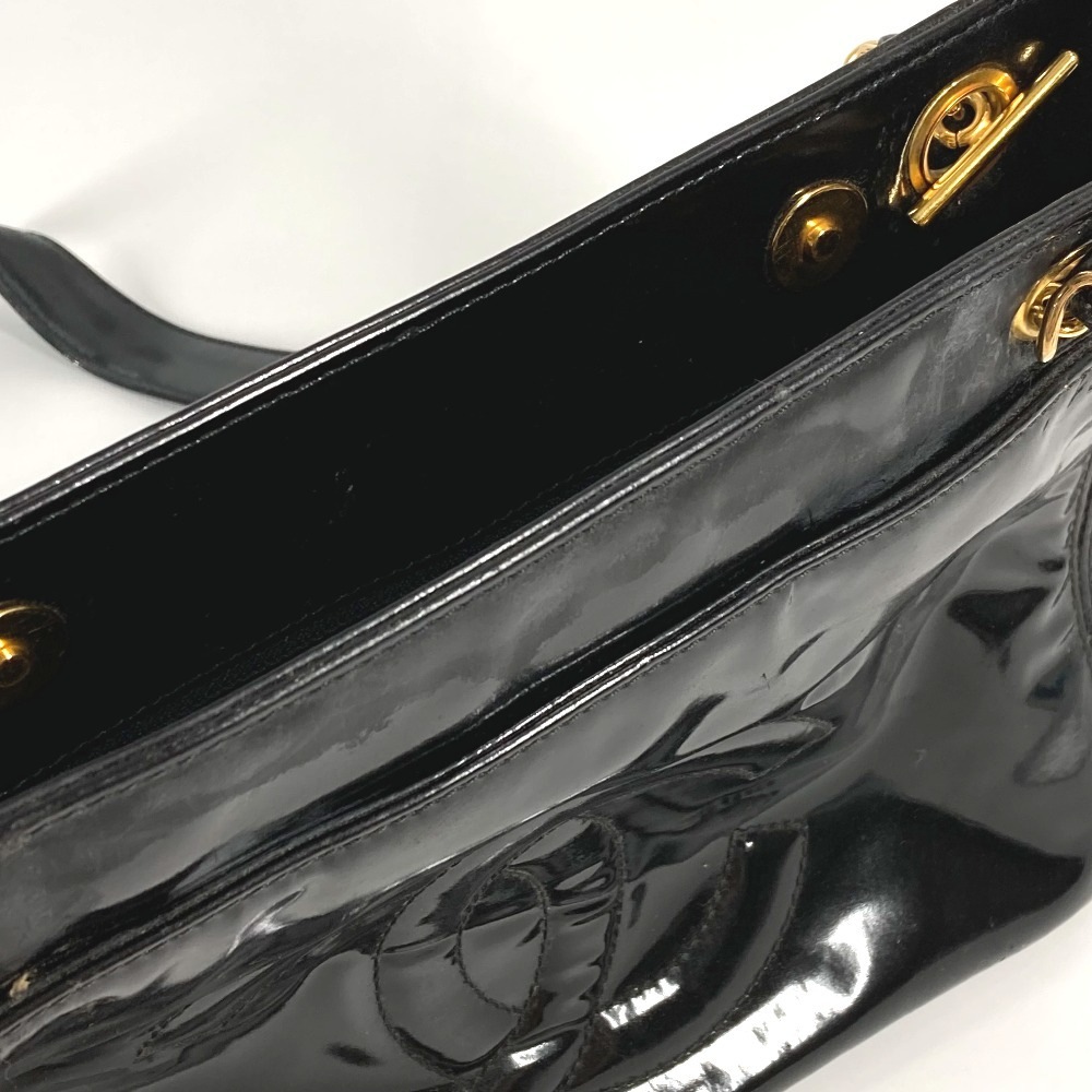 ショルダーバッグ A08036 CC ココマーク ロゴ カバン トートバッグ チェーン エナメル ブラック ショルダーバッグ A08036 CC ココマーク ロゴ カバン トートバッグ チェーン エナメル ブラック