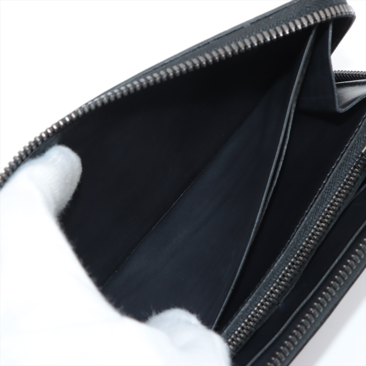 新品同様 カリグラフィ レザー 長財布 長財布 二つ折り ウォレット ラウンドファスナー メンズ EEE AW17-3 中古