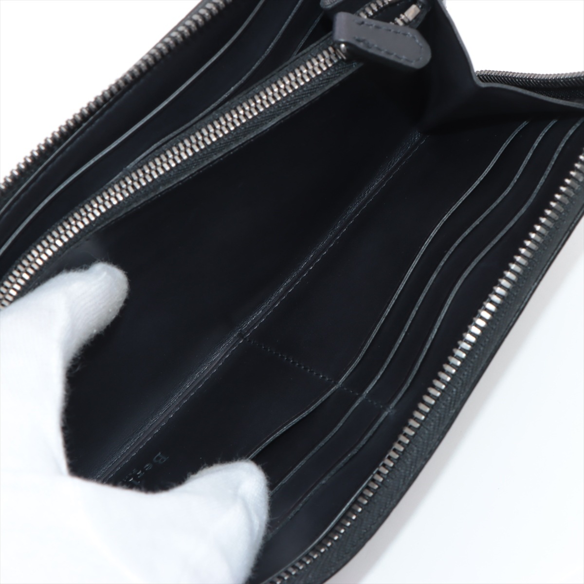 新品同様 カリグラフィ レザー 長財布 長財布 二つ折り ウォレット ラウンドファスナー メンズ EEE AW17-3 中古