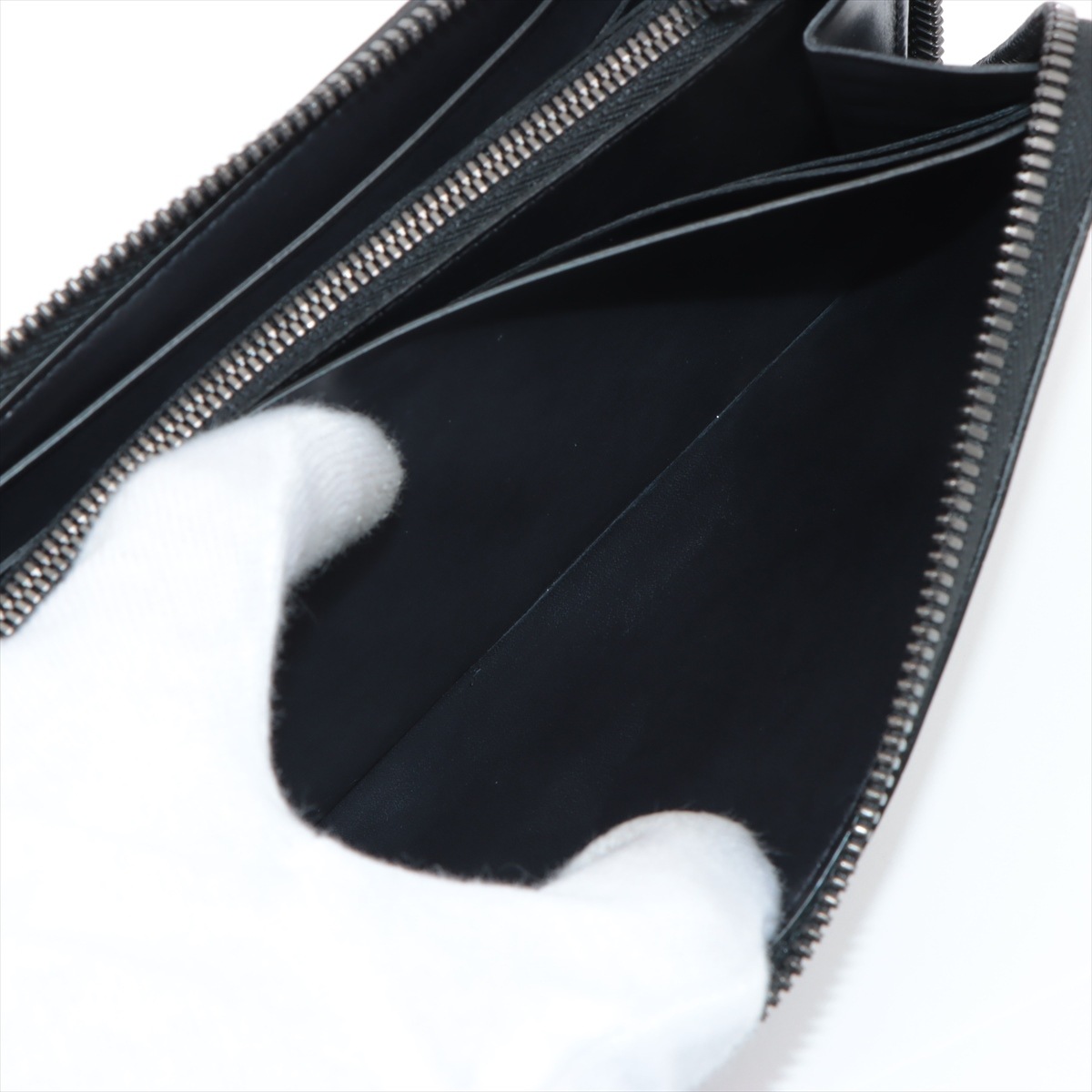 新品同様 カリグラフィ レザー 長財布 長財布 二つ折り ウォレット ラウンドファスナー メンズ EEE AW17-3 中古