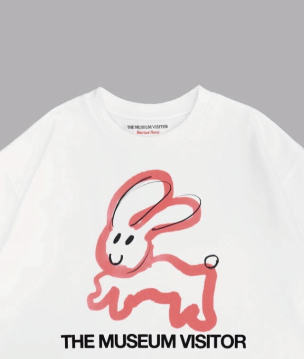 ★THE MUSEUM VISITOR★ RABBIT PRINTED TSHIRTS WHITE 08797 RABBIT PRINTED T-SHIRTS (WHITE) : THE MUSEUM VISITOR