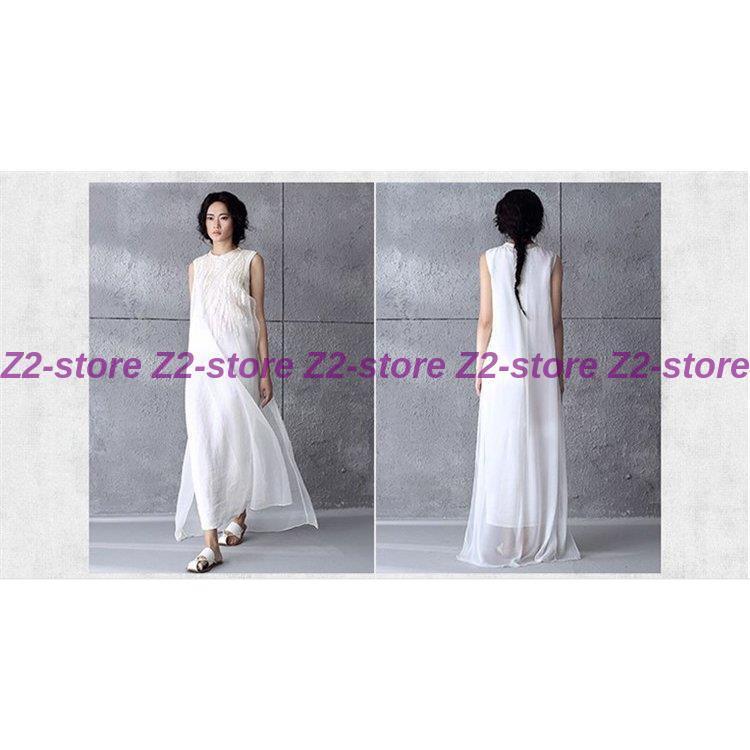 マキシワンピース ワンピース レディース 40代 白ワンピース ワンピ オシャレ ロングワンピース 立襟 着痩せ 通勤 上品 刺繍 ゆったり