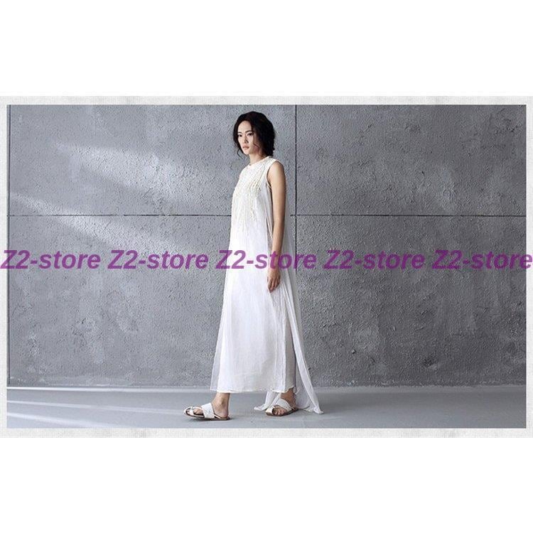 マキシワンピース ワンピース レディース 40代 白ワンピース ワンピ オシャレ ロングワンピース 立襟 着痩せ 通勤 上品 刺繍 ゆったり