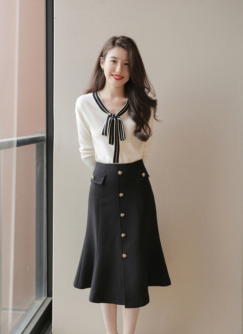 セットアップ レディース トップス ボトムス S M L XL 2点セット 上下セット リボンタイ 長袖 スカート 韓国 フレア Aライン ハイウエスト スタイルアップ 脚長効果 シンプル カジュアル セットアップ レディース トップス ボトムス S M L XL 2点セット 上下セット リボンタイ 長袖 スカート 韓国 フレア Aライン ハイウエスト スタイルアップ 脚長効果 シンプル カジュアル