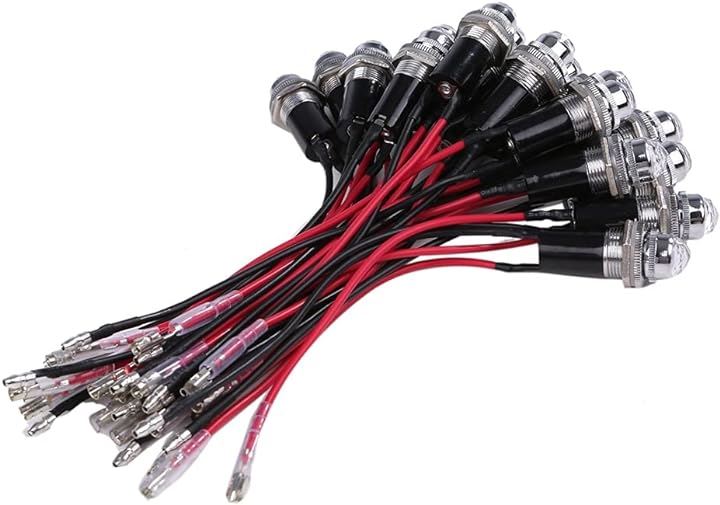 24V LED パイロット ランプ ダイヤカット 20個セット 16mm 16φ インジケーター ライト シグナル カスタム パーツ 汎用品( ホワイト)
