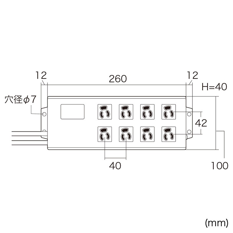 ノイズフィルタタップ 3P 8個口 2m TAP-3803NFN ノイズフィルタタップ 3P 8個口 2m TAP-3803NFN