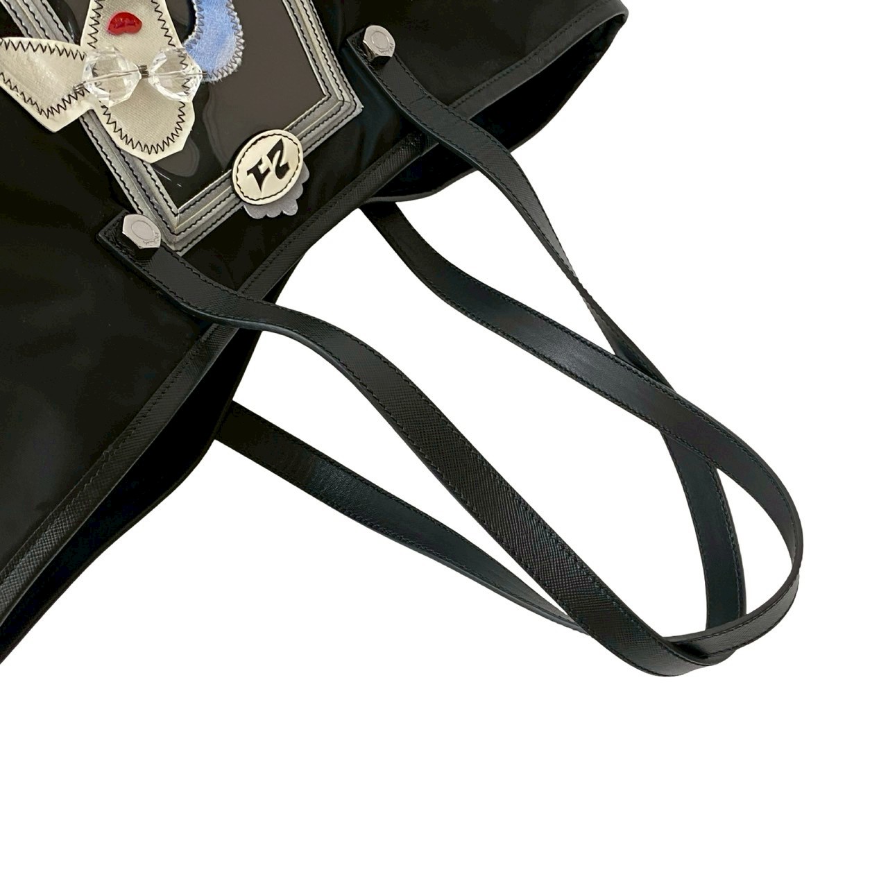 ロボットコレクション モデルモチーフ 三角ロゴ 金具トートバッグ レザー ナイロン ブラック 54846