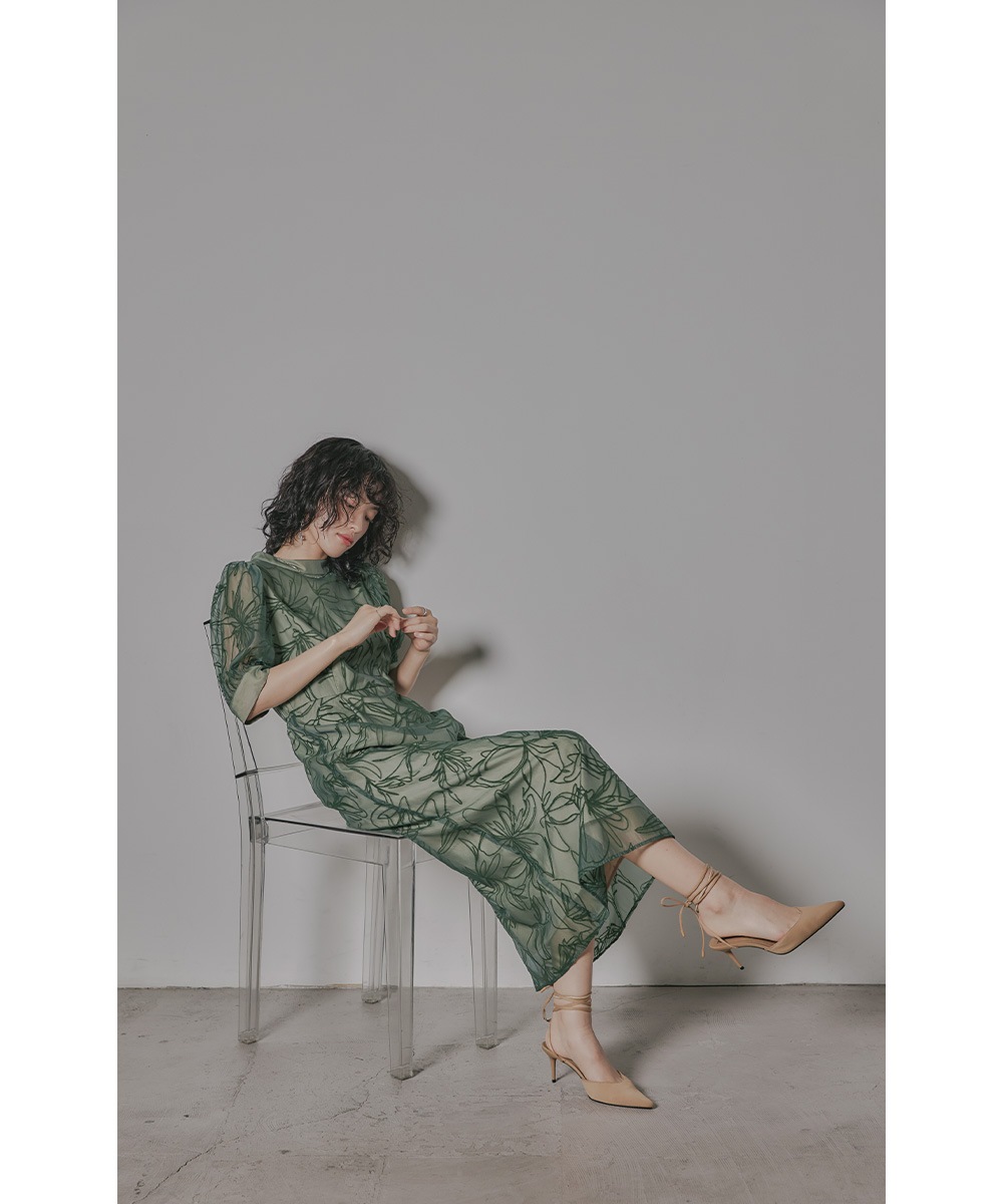 結婚式 ワンピース パーティードレス 花柄 ボウタイ リボン ハイネック Iライン ヴィンテージ フラワー フロッキー ロング丈 袖あり 半袖 五分袖 他と被らない オケージョン 1.5次会 結婚式 ワンピース パーティードレス 花柄 ボウタイ リボン ハイネック Iライン ヴィンテージ フラワー フロッキー ロング丈 袖あり 半袖 五分袖 他と被らない オケージョン 1.5次会