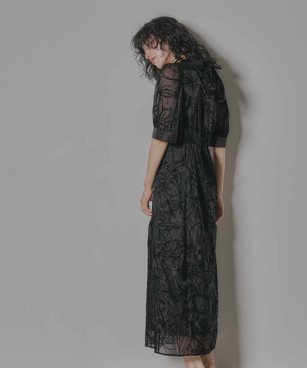 結婚式 ワンピース パーティードレス 花柄 ボウタイ リボン ハイネック Iライン ヴィンテージ フラワー フロッキー ロング丈 袖あり 半袖 五分袖 他と被らない オケージョン 1.5次会 結婚式 ワンピース パーティードレス 花柄 ボウタイ リボン ハイネック Iライン ヴィンテージ フラワー フロッキー ロング丈 袖あり 半袖 五分袖 他と被らない オケージョン 1.5次会