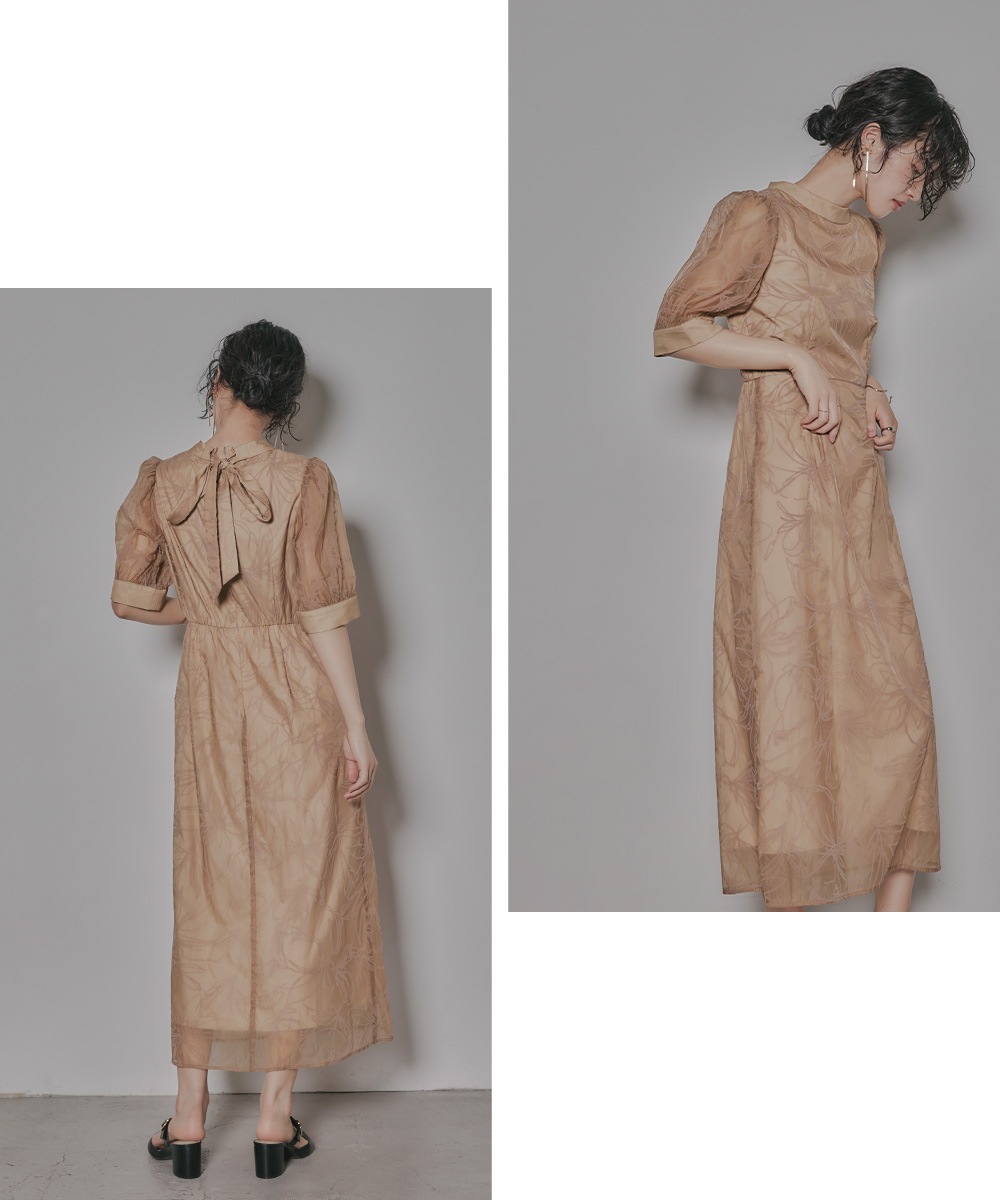 結婚式 ワンピース パーティードレス 花柄 ボウタイ リボン ハイネック Iライン ヴィンテージ フラワー フロッキー ロング丈 袖あり 半袖 五分袖 他と被らない オケージョン 1.5次会 結婚式 ワンピース パーティードレス 花柄 ボウタイ リボン ハイネック Iライン ヴィンテージ フラワー フロッキー ロング丈 袖あり 半袖 五分袖 他と被らない オケージョン 1.5次会