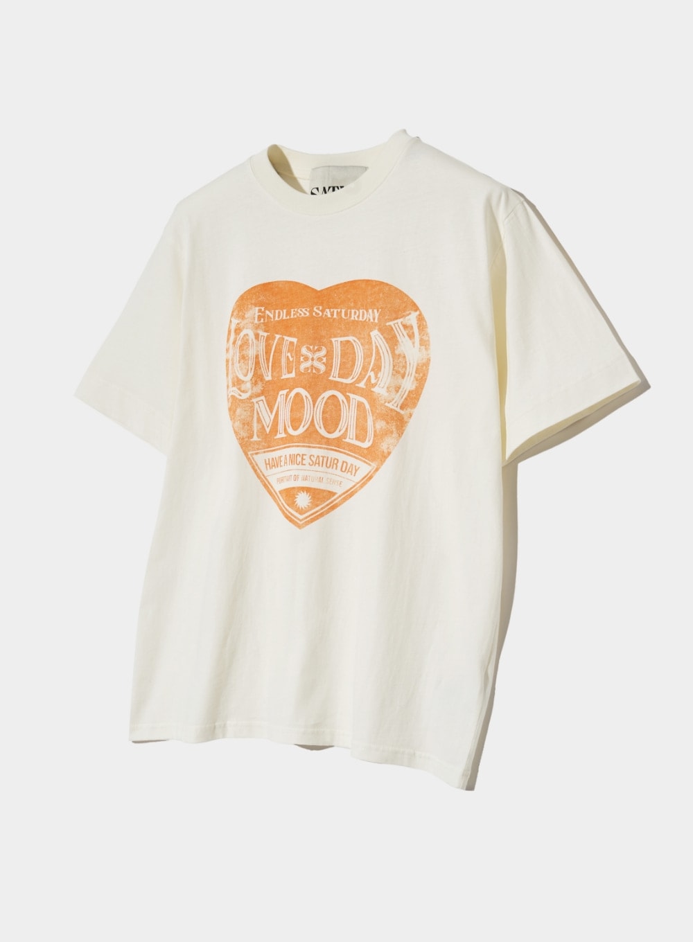 SATUR】 SATURDAY RETRO MOOD GRAPHIC T-SHIRTS : CREAM ORANGE