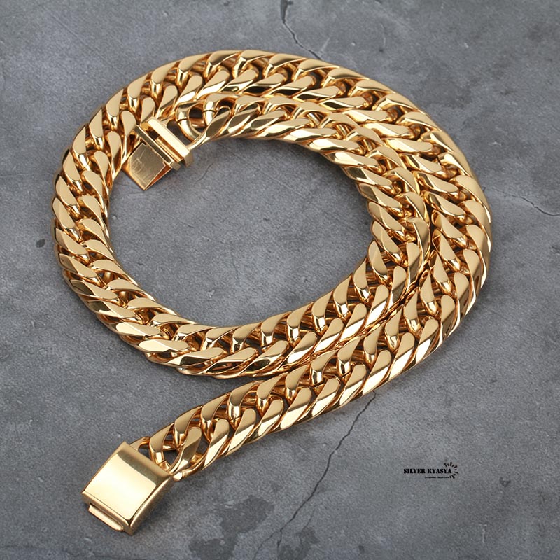 ステンレス ダブル喜平ネックレス [n310-gold-16mm]