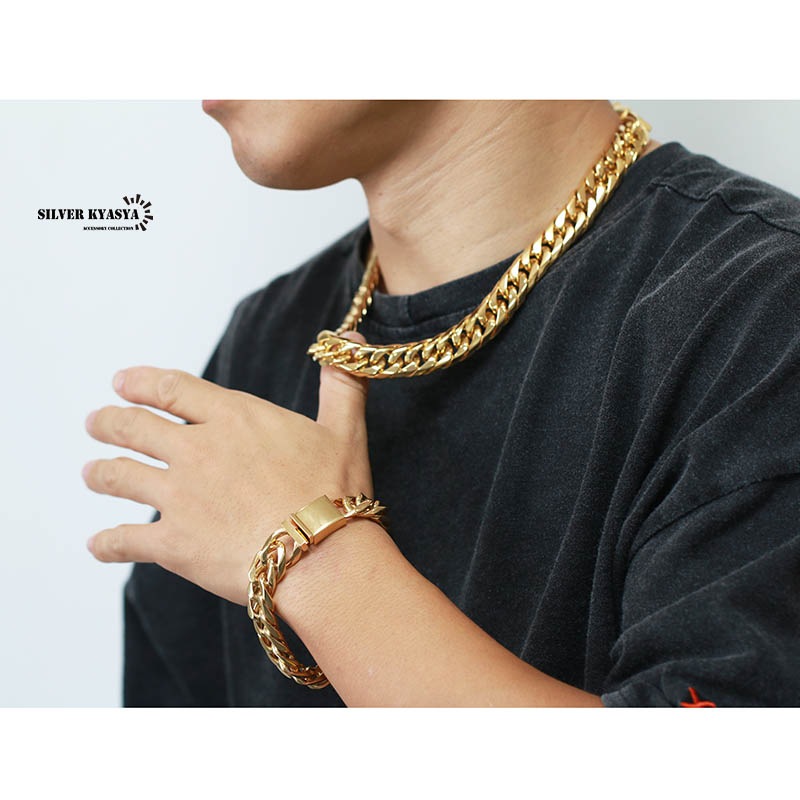 ステンレス ダブル喜平ネックレス [n310-gold-16mm]