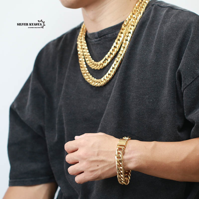 ステンレス ダブル喜平ネックレス [n310-gold-16mm]