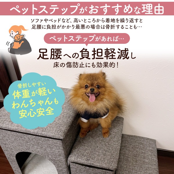 ペットステップ 収納付き 3way ペットハウス 収納ボックス 上り下りステップ 小型犬 小型猫 イヌ ネコ