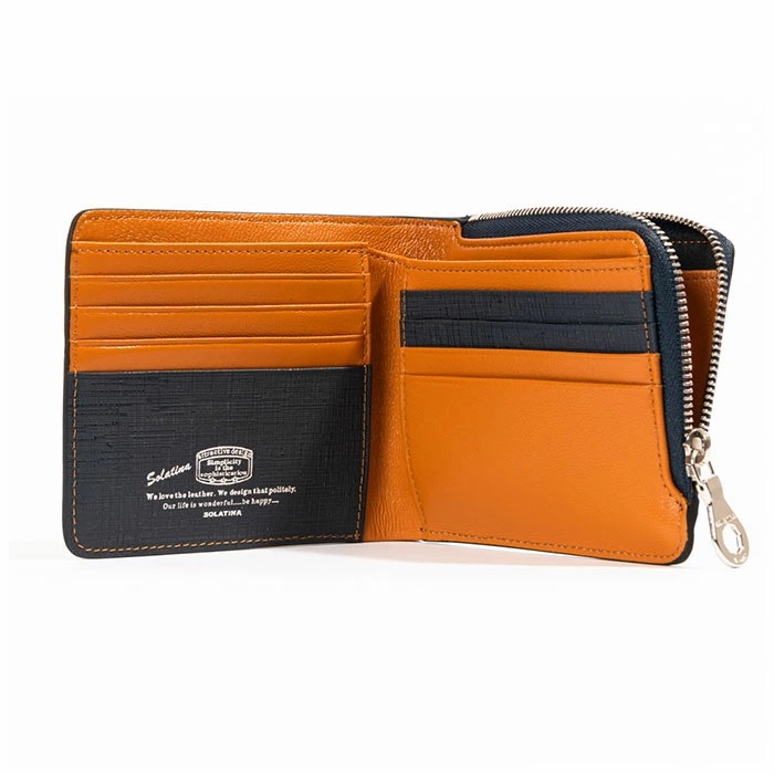 SOLATINA ソラチナ 二つ折り財布 SW-39603 通販 二つ折り 折り財布 財布 お財布 さいふ パスケース 型押し カウレザー ラウンドファスナー ラウンド ファスナー 傷つきにくい 札入
