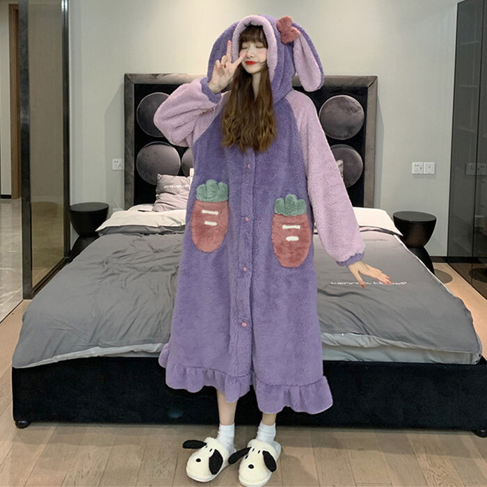 もこもこ モコモコ ルームウェア レディース ホームウェア 部屋着 寝巻き パジャマ 着ぐるみ風 ワンピース ルームワンピース ロングワンピース ロング丈 前ボタン 前あき カーディガン 1