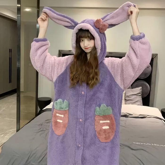 もこもこ モコモコ ルームウェア レディース ホームウェア 部屋着 寝巻き パジャマ 着ぐるみ風 ワンピース ルームワンピース ロングワンピース ロング丈 前ボタン 前あき カーディガン 1