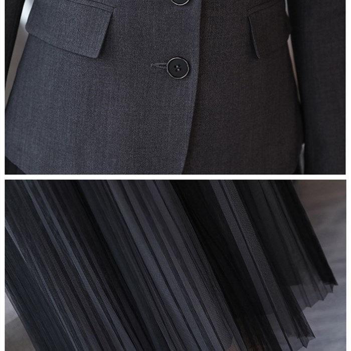 新品登場[安くて出荷が早い]セットアップ ワンピーススーツ レディース 2点セット テーラード ジャケット 長袖 無地 ロング丈 チュール フォーマル 通勤 洋服 結婚式 入学式