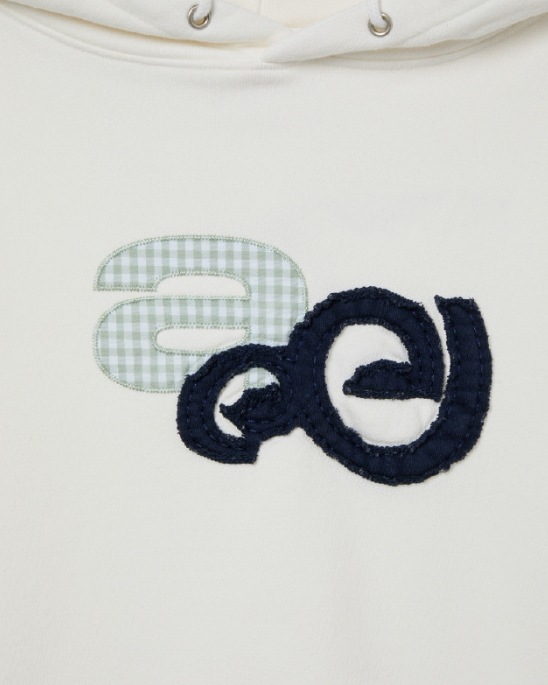 aeae パーカー 24FW APPLIQUE LOGO HOODIE aeae】 APPLIQUE LOGO HOODIE : WHITE パーカー