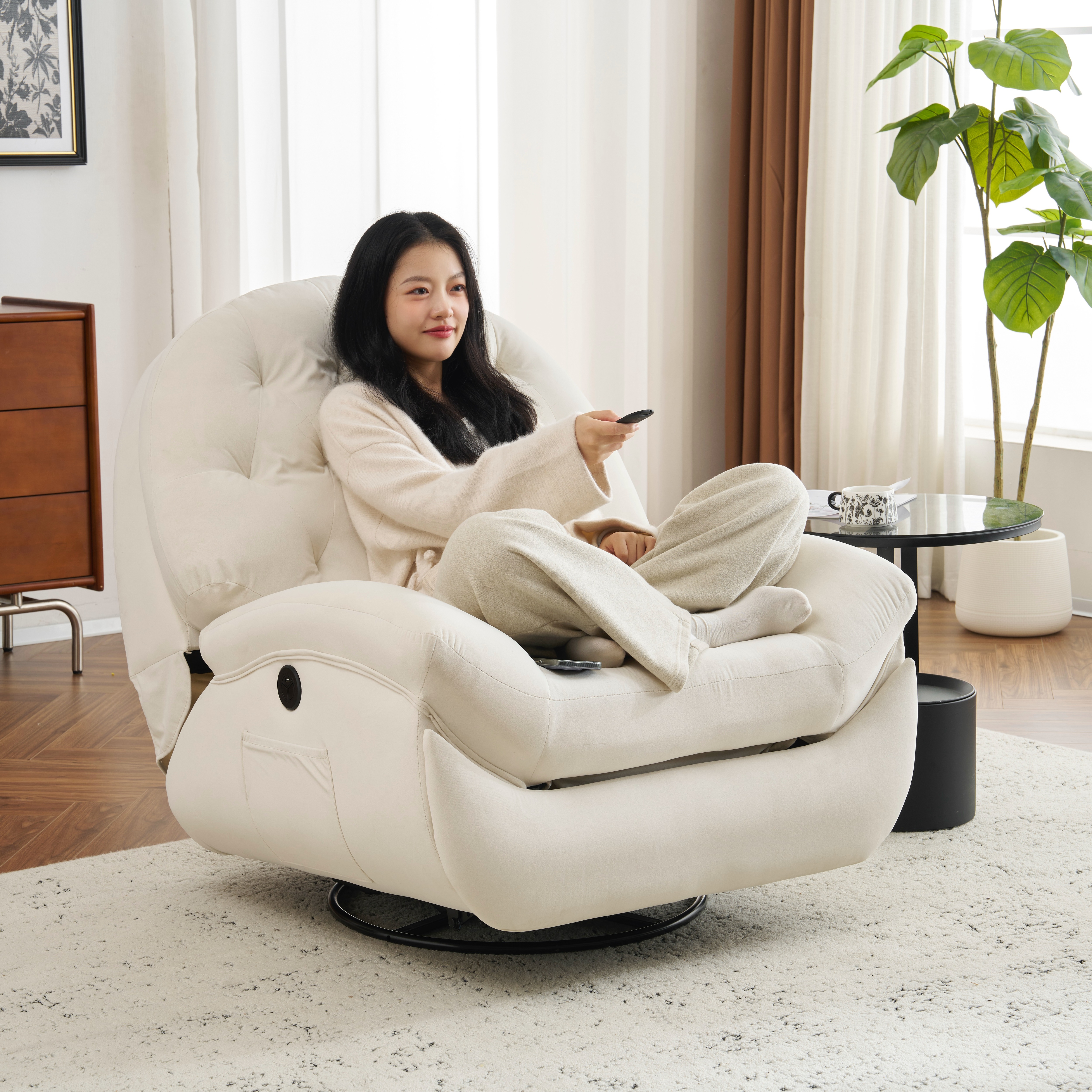 E14電動1人掛けソファー リクライニングチェア ゲーミングチェア リクライニングソファ 電動ソファ ベルベット 貝殻のデザイン 270度回転式 背もたれ調節105-165度 簡単昇降ボタン 快適なリ E14電動1人掛けソファー リクライニングチェア ゲーミングチェア リクライニングソファ 電動ソファ ベルベット 貝殻のデザイン 270度回転式 背もたれ調節105-165度 簡単昇降ボタン 快適なリ