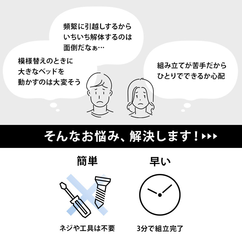 ベッド ベッドフレーム シングル 安い ヘッドレス 収納 すのこ 白 おしゃれ 木製 頑丈 組立 簡単 工具不要 耐荷重400kg ベット ネジレス