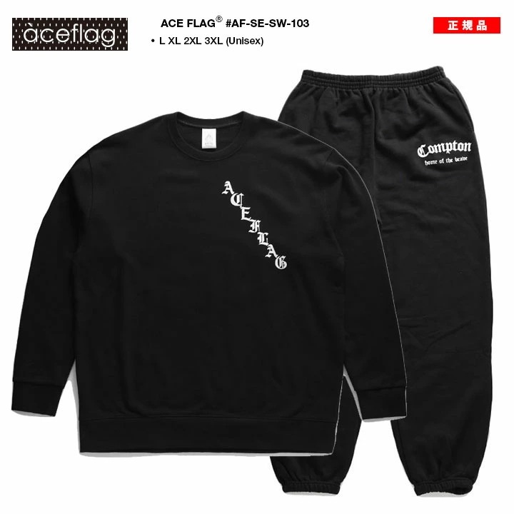 ACE FLAG 上下セット 長袖 ブランド メンズ 春秋冬用 黒 大きいサイズ