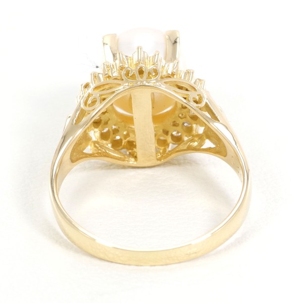 K18 18金 YG リング 11号 パール(真珠) 約8mm ダイヤ 0.20 ジュエリー 中古 K18 18金 YG リング 11号 パール(真珠) 約8mm ダイヤ 0.20 ジュエリー 中古