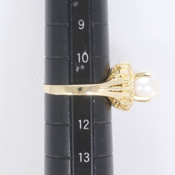 K18 18金 YG リング 11号 パール(真珠) 約8mm ダイヤ 0.20 ジュエリー 中古 K18 18金 YG リング 11号 パール(真珠) 約8mm ダイヤ 0.20 ジュエリー 中古