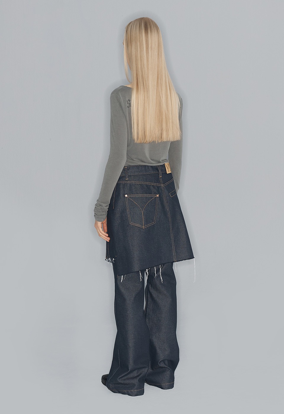 OPEN Yy】 WRAP DENIM SKIRT : INDIGO