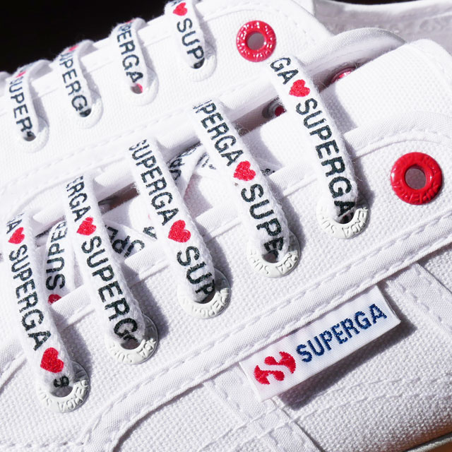 スペルガ SUPERGA スニーカー レディース 厚底 2790 リトル ハートエンブロイダリー S11386W AB7 ホワイト-レッド ハート 靴 白
