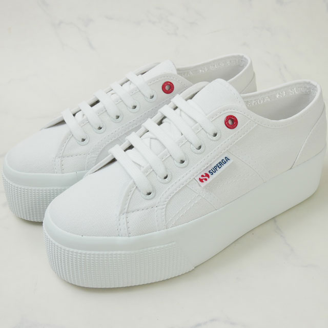 スペルガ SUPERGA スニーカー レディース 厚底 2790 リトル ハートエンブロイダリー S11386W AB7 ホワイト-レッド ハート 靴 白
