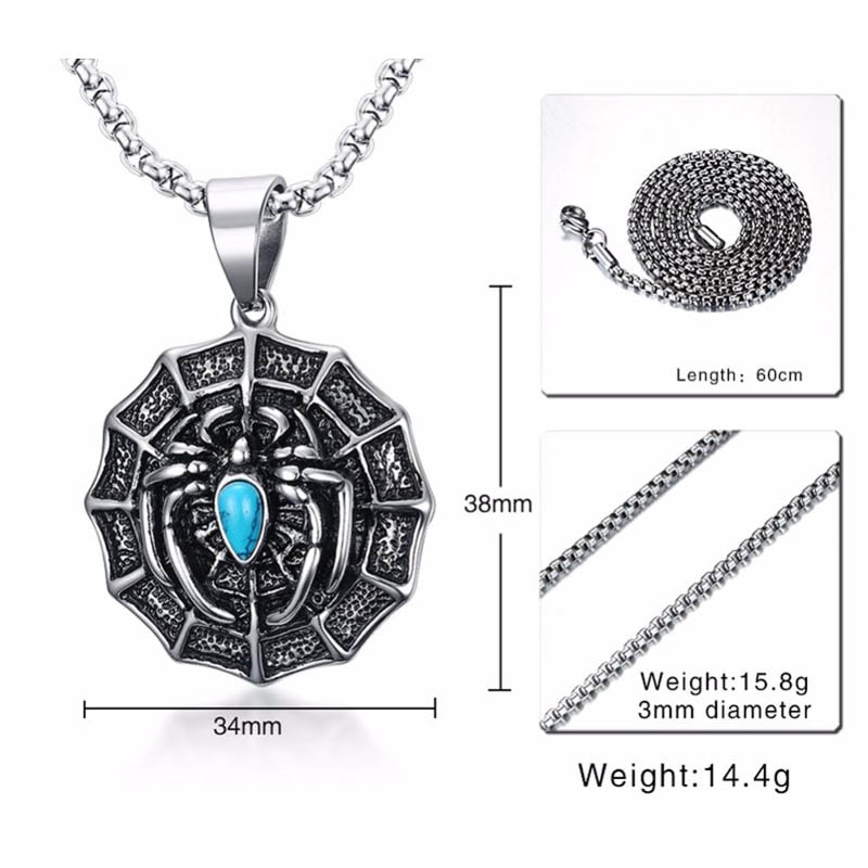 スパイダーターコイズステンレスネックレス 60cmのチェーン付き 太め 蜘蛛 クモ 天然石 サージカルステンレス316L チョーカー 首飾り 3Dデザイン 立体 男性 女性 stt00-00-0444 スパイダーターコイズステンレスネックレス 60cmのチェーン付き 太め 蜘蛛 クモ 天然石 サージカルステンレス316L チョーカー 首飾り 3Dデザイン 立体 男性 女性 stt00-00-0444