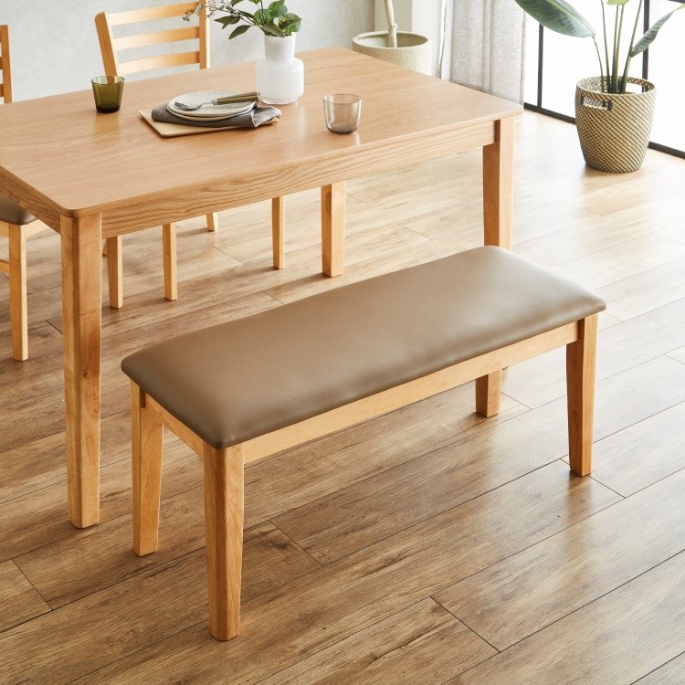 ダイニングテーブル4点セット 幅120cm チェア2脚 ベンチ シンプルデザイン リビング 食卓テーブル ダイニングセット