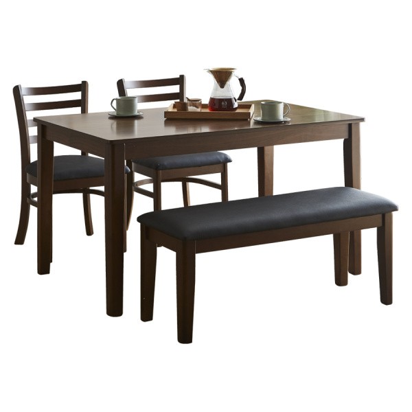 ダイニングテーブル4点セット 幅120cm チェア2脚 ベンチ シンプルデザイン リビング 食卓テーブル ダイニングセット