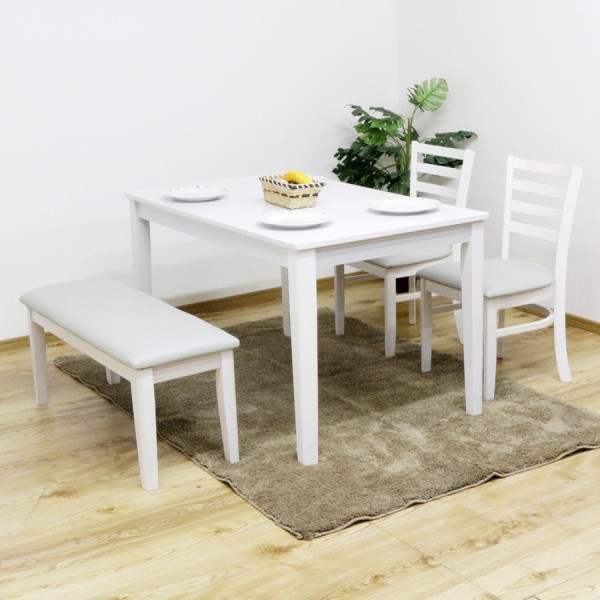 ダイニングテーブル4点セット 幅120cm チェア2脚 ベンチ シンプルデザイン リビング 食卓テーブル ダイニングセット