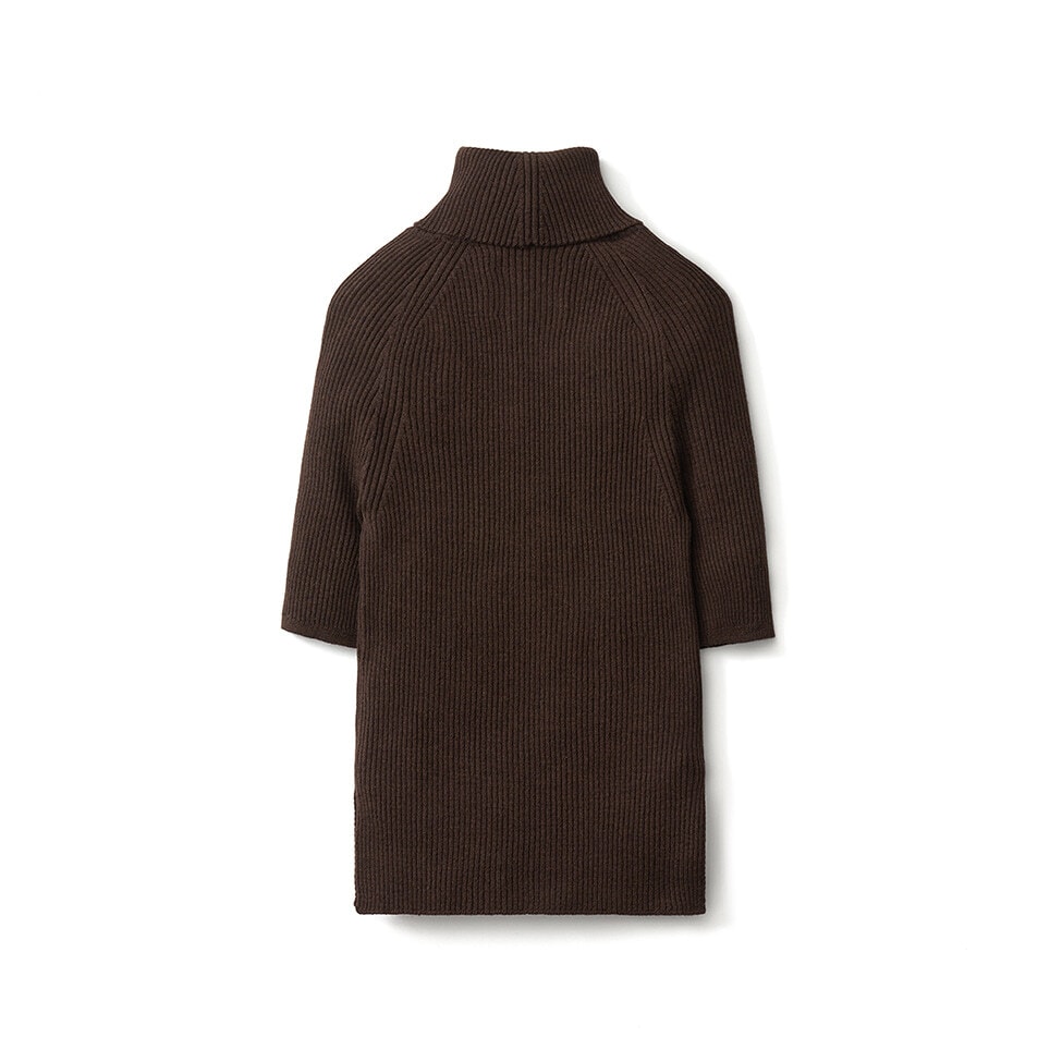 【POTTERY】 W HIGH NECK HALF SLEEVE KNIT : BROWN 【POTTERY】 W HIGH NECK HALF SLEEVE KNIT : BROWN
