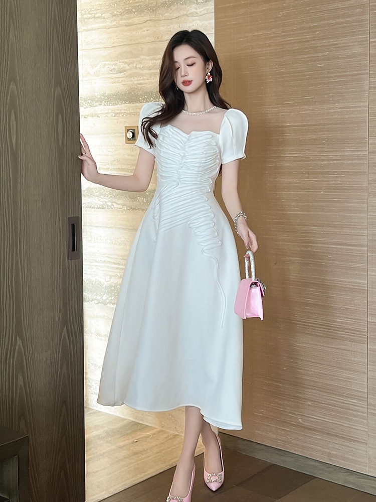 【JY.上品】 2024秋新品 お姫様 白ワンピース ドレス パーティー キャバ 大人 同窓会 披露宴 卒業式 結婚式 演奏会 ウェディング 二次会 メガ割