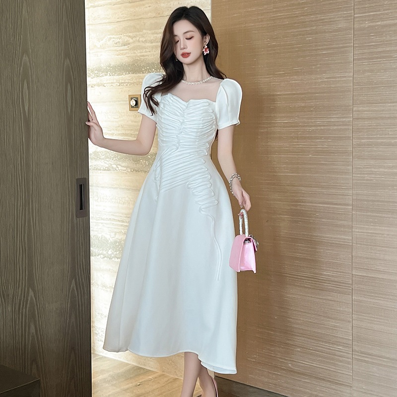 【JY.上品】 2024秋新品 お姫様 白ワンピース ドレス パーティー キャバ 大人 同窓会 披露宴 卒業式 結婚式 演奏会 ウェディング 二次会 メガ割