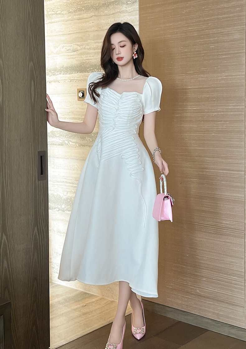 【JY.上品】 2024秋新品 お姫様 白ワンピース ドレス パーティー キャバ 大人 同窓会 披露宴 卒業式 結婚式 演奏会 ウェディング 二次会 メガ割