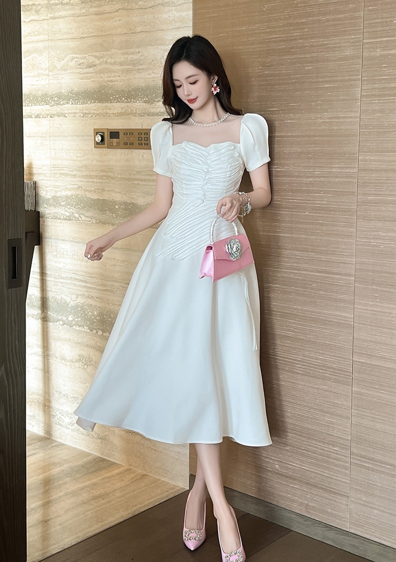 【JY.上品】 2024秋新品 お姫様 白ワンピース ドレス パーティー キャバ 大人 同窓会 披露宴 卒業式 結婚式 演奏会 ウェディング 二次会 メガ割