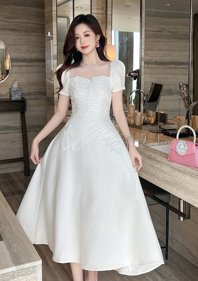 【JY.上品】 2024秋新品 お姫様 白ワンピース ドレス パーティー キャバ 大人 同窓会 披露宴 卒業式 結婚式 演奏会 ウェディング 二次会 メガ割