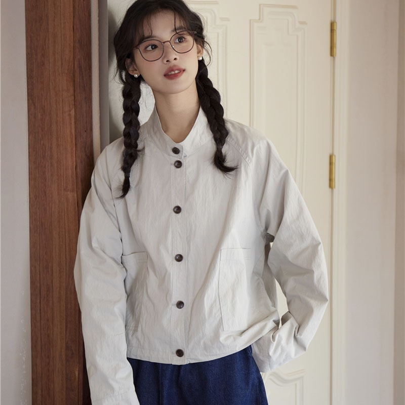 【急速発送】2025秋の新作レトロなワークジャケットゆったりハーフハイネックジャケットトップスジャケット 韓国ファッション秋の万能アイテム